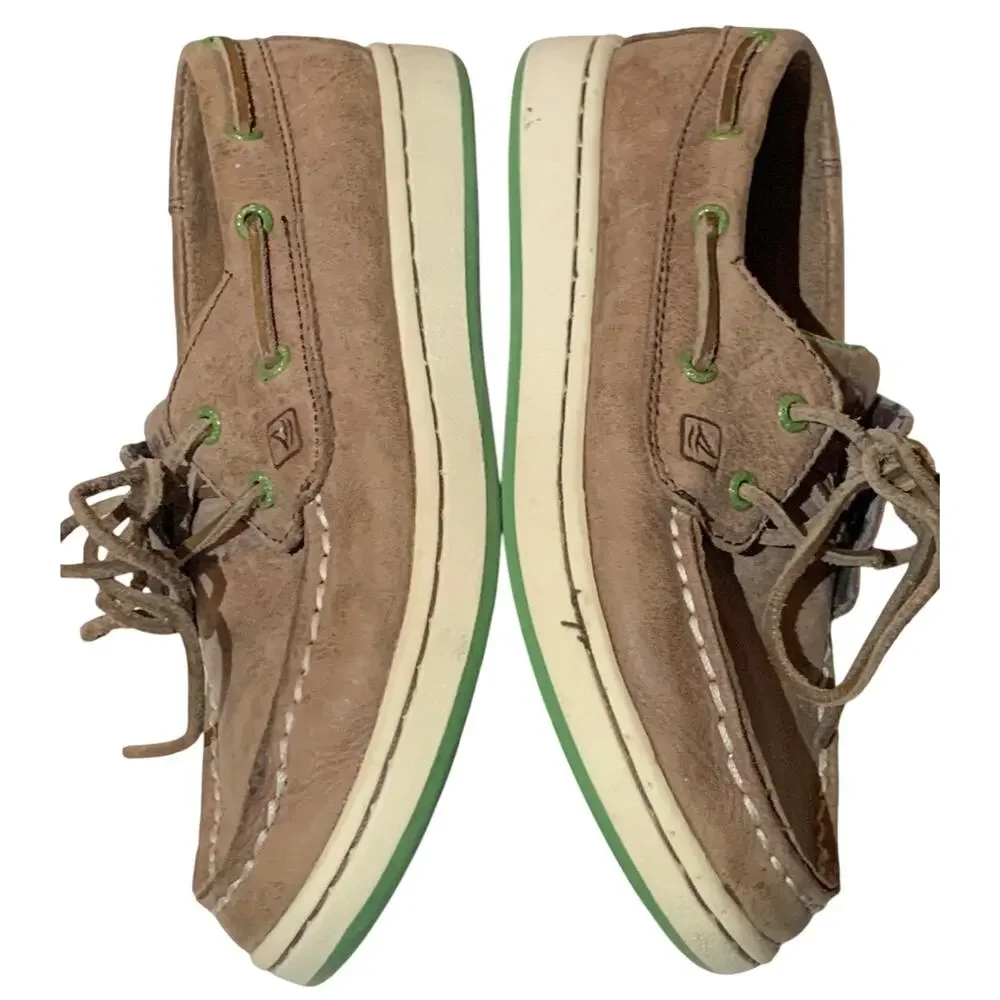 Sperrys Top Sider Boat Shoes Boys 13.5 Brown Spy Cupsole 2-Eye Nautical Leather - Picture 6 of 12